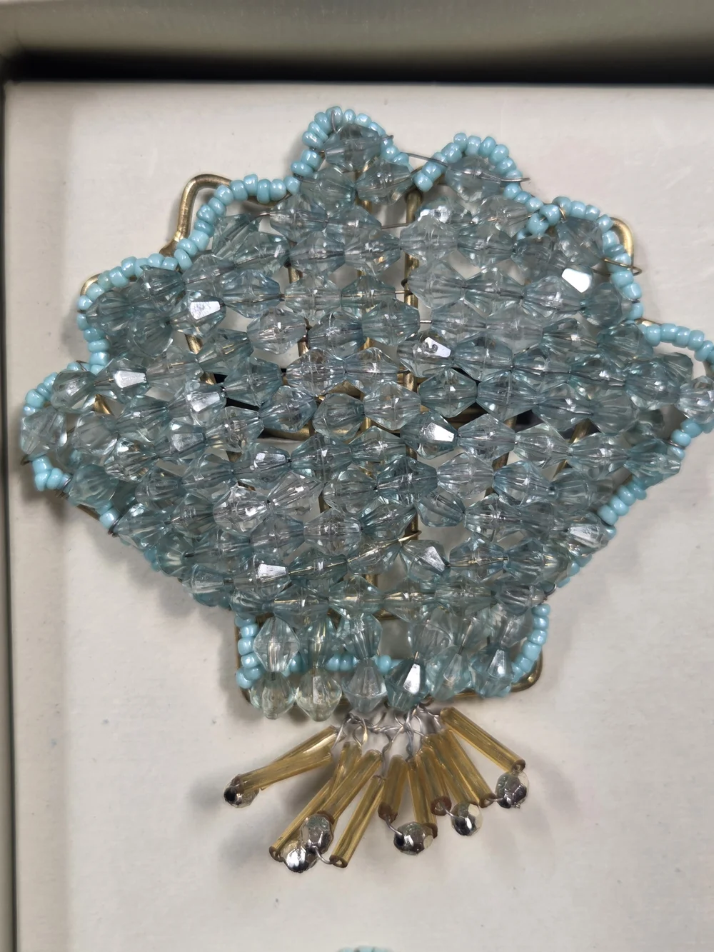 NIB Handcrafted Aqua Blue Beaded Clam Seashell Napkin Rings - Coastal Décor ~ 1N